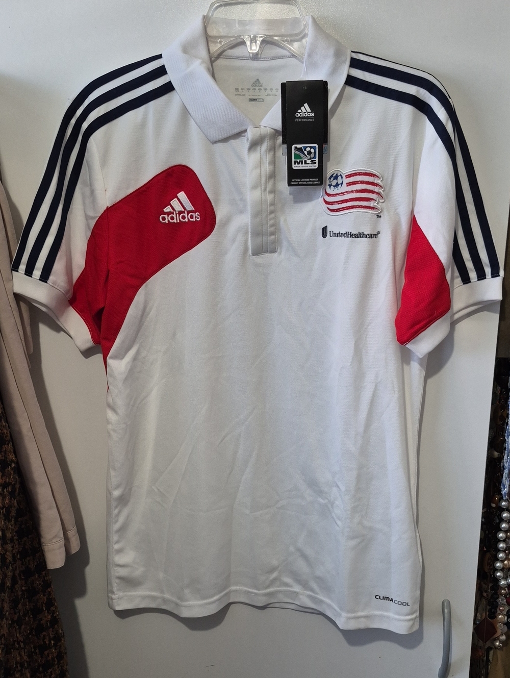 Adidas MLS New England Revolution Soccer Polo Shirt Sz S